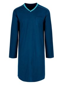 Pyjama TRIGEMA "TRIGEMA Nachthemd aus Biobaumwolle", Herren, Gr. M, blau (saphir, c2c), Single Jersey, 100% Baumwolle (Bio-Baumwolle kbA), Basic, V-Ausschnitt, Homewear-Sets Pyjama