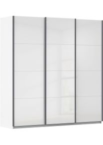 Schwebet&uuml;renschrank OTTO HOME "Kleiderschrank Schrank Garderobe AGORDO mit Dekor- oder Hochglanzfront", wei&szlig; (alpinwei&szlig;, hochglanz wei&szlig;, griffleisten graumetallic), B:203cm H:210cm T:62cm, Holzwerkstoff, Schr&auml;nke, Schwebet&uuml;renschrank, in 4 Breiten und 2 H&ouml;hen MADE IN GERMANY