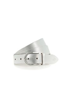 Lederg&uuml;rtel Tamaris "Cleena Silver", Damen, Gr. 85, silber metallic, Rindsleder, unifarben, G&uuml;rtel Lederg&uuml;rtel, 3 cm breit, leicht strukturierte Oberfl&auml;che, dezentes Markenlogo