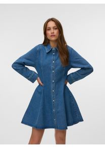 V&eacute;ro Moda Jeanskleid VERO MODA "VMJESSIE LS SHORT DENIM DRESS NOOS", Damen, Gr. M, N-Gr, medium blau denim, Denim/Jeans, Obermaterial: 80% Baumwolle, 20% Polyester, unifarben, kurz, Kleider Jeanskleid, Baumwollmischung