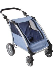 Bayer Chic 2000 Puppen-Zwillingsbuggy CHIC2000 "Puppen-Trailer Roadster", blau (jeans blau), Puppenwagen, KinderB:40cm H:64cm T:72cm, Kunststoff, Polyester, Stahl, Puppen-Zwillingsbuggy, f&uuml;r zwei Puppen, B:40cm H:64cm T:72cm