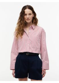 Hemdbluse Tommy Hilfiger "MODERN REG POPLIN LS SHIRT", Damen, Gr. 50, rwb summer stripe, Web, Obermaterial: 100% Baumwolle, gestreift, regular fit normal, Rundhals, eingesetzt, Blusen Hemdbluse, Baumwolle, Brusttasche, regular fit