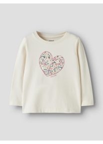 Langarmshirt name it "NMFKIWI LS TOP", M&auml;dchen, Gr. 110, beige (antique wei&szlig;), Jersey, Obermaterial: 95% Baumwolle, 5% Elasthan, bedruckt, regular fit normal, Rundhals, Shirts Langarmshirt, Baumwollmischung, regular fit