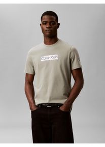 T-Shirt Calvin Klein, Herren, Gr. XL, shadow, Jersey, Obermaterial: 100% Baumwolle, unifarben, regular fit normal, Rundhals, abgesteppte Kante, Shirts T-Shirt, Reine Baumwolle, Regular Fit, Glanzdruck