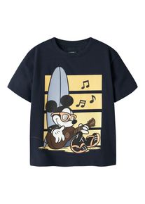 T-Shirt name it "NMMART MICKEY SS NREG TOP BOX WDI", M&auml;dchen, Gr. 110, blau (navy blazer), Jersey, Obermaterial: 95% Baumwolle, 5% Elasthan, bedruckt, regular fit normal, Rundhals, Shirts T-Shirt, Baumwollmischung, regular fit