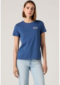 Levi's Rundhalsshirt LEVI'S "THE PERFECT TEE", Damen, Gr. XL, blau (lse the perfect tee lse_bw mini flowers true navy), Jersey, Obermaterial: 100% Baumwolle, figurbetont h&uuml;ftlang, Rundhals, Shirts Rundhalsshirt, mit Logo im Metallic-Holo Print