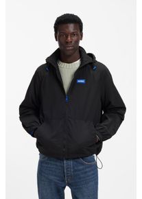 Windbreaker Hugo "Bento2611", Herren, Gr. XL, schwarz001, Web, Obermaterial: 100% Polyamid, unifarben, regular fit normal, hoch geschlossener Ausschnitt, elastischer Bund mit Kordelstoppern, Jacken Windbreaker, abnehmbare Kapuze, Regular Fit, wasserabweisend