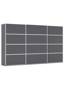 Kleiderschrank OTTO HOME "Mehrzweckschrank Aktenschrank M&ouml;bel Mietswohnung Schlafzimmer AVOLA", grau (graumetallic, leisten wei&szlig;), B:360cm H:210cm T:62cm, Holzwerkstoff, Schr&auml;nke, Kleiderschrank, mit eleganten Zierleisten in Chrom, Schwarz oder Wei&szlig; MADE IN GERMANY