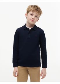 Poloshirt Tommy Hilfiger "REG POLO LS", Jungen, Gr. 12 (152), schwarz night navy, Single Jersey, Obermaterial: 100% Baumwolle, regular fit, Rippb&uuml;ndchen, Shirts Poloshirt, mit Logostickerei