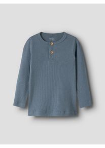 Langarmshirt name it "NMMKAB LS TOP NOOS", Jungen, Gr. 116, blau (blau mirage), Feinripp, Obermaterial: 57% Baumwolle, 38% Modal, 5% Elasthan, unifarben, normal normal, Rundhals, abgesteppte Kante, Shirts Langarmshirt, Im Henley-Stil - mit kurzer Knopfleise, normal geschnitten