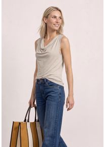 Shapingtop Street One, Damen, Gr. 34, beige (clay sand), Jersey, Obermaterial: 70% Modal, 30% Polyester, unifarben, h&uuml;ftbedeckend, Rundhals, abgesteppte Kante, Tops Shapingtop, Sommertop mit Wasserfall-Ausschnitt