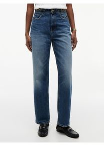 High-waist-Jeans Tommy Hilfiger "TAPERED CAM HW ANKLE", Damen, Gr. 28, L&auml;nge 28, blau (cam mid), Denim/Jeans, Obermaterial: 100% Baumwolle, unifarben, regular fit kn&ouml;chellang, Jeans High-waist-Jeans, Baumwolle, kn&ouml;chellang, high waist