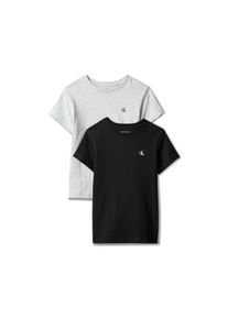 T-Shirt Calvin Klein Jeans, M&auml;dchen, Gr. 12 (152), snowheather, schwarz, Single Jersey, Obermaterial: 100% Baumwolle, unifarben, slim fit normal, Rundhals, abgesteppte Kante, Shirts T-Shirt, Rundhalsausschnitt, reine Baumwolle, Logodruck