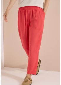 Stoffhose Cecil "Style Chelsea", Damen, Gr. M (40), L&auml;nge 28, rot (coral), Web, Obermaterial: 85% Viskose, 15% Polyamid, unifarben, loose fit lang, Hosen Stoffhose, Sommerhose mit elastischem Bund / Viskose