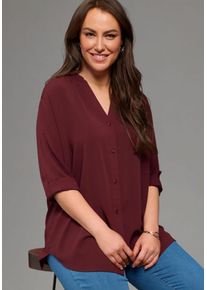 Longbluse LAURA SCOTT CURVE "Gro&szlig;e Gr&ouml;&szlig;en", Damen, Gr. 54, rot (bordeaux), Web, Obermaterial: 100% Viskose, unifarben, Basic, figurumspielend Po-bedeckend, V-Ausschnitt, 1-Knopf-Manschette, Blusen Longbluse, im Tunika Stil aus weicher Viskose, Topseller