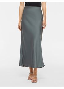 Maxirock Vila "VIELLETTE HW LONG SKIRT - NOOS", Damen, Gr. 44, grau (balsam gr&uuml;n), Web, Obermaterial: 100% Polyester, unifarben, Basic schmal wadenlang, R&ouml;cke Maxirock, Kunstfaser