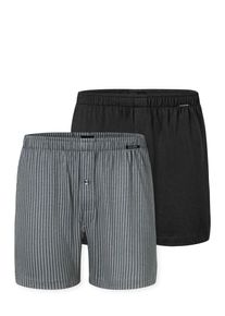 Weiter Boxer Schiesser "Boxershorts Multipacks", Herren, Gr. 6, Single Jersey, grau (909, sortiert 3), Single Jersey, Obermaterial: 100% Baumwolle, gestreift, unifarben, weit, Unterhosen Weiter Boxer, ideal als Geschenk, mit Eingriff