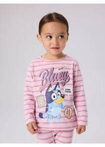 T-Shirt name it "NMFJONA BLUEY LS NREG TOP BOX NOOS SKY", M&auml;dchen, Gr. 104, rosa (pirouette), Jersey, Obermaterial: 95% Baumwolle, 5% Elasthan, bedruckt, regular fit normal, Rundhals, Shirts T-Shirt, Baumwollmischung, regular fit