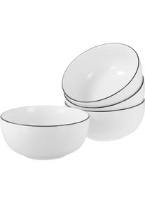 Schale Creatable "Allround Black Line, Buddha Bowl 16 cm 4-tlg", wei&szlig;, &Oslash;:16cm, Porzellan, Sch&uuml;sseln, Schale, Daily Use, Zeitlos