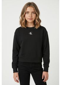 Sweatshirt Calvin Klein Jeans "CK LOGO FASHION SWEATSHIRT", M&auml;dchen, Gr. 8 (128), schwarz (pvh schwarz), Sweatware, Obermaterial: 100% Baumwolle, unifarben, regular fit normal, Rundhals, eingesetzt B&uuml;ndchen, Sweatshirts Sweatshirt, Regular fit, Logoschriftzug