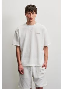 Rundhalsshirt Pegador "LAGOS OVERSIZED SOFT RIB TEE", Herren, Gr. S, washed warm wei&szlig;, Single Jersey, Obermaterial: 100% Polyester, bedruckt, unifarben, oversize normal, Rundhals, gerader Abschluss, Shirts Rundhalsshirt