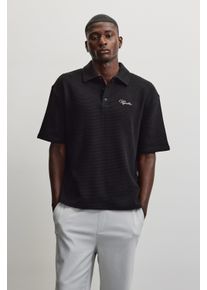 Poloshirt Pegador "SIGNAR WAFFLE POLO SHIRT", Herren, Gr. XL, schwarz (washed schwarz), Jersey, Obermaterial: 100% Baumwolle, unifarben, regular fit normal, Rundhals, Shirts Poloshirt