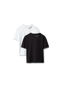 T-Shirt Calvin Klein Jeans, Jungen, Gr. 10 (140), schwarz-wei&szlig; (brightwei&szlig;, pvhschwarz), Single Jersey, Obermaterial: 100% Baumwolle, unifarben, regular fit normal, Rundhals, abgesteppte Kante, Shirts T-Shirt, Regular Fit, reine Baumwolle, gestickter Logoschriftzug