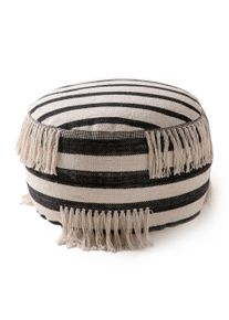 benuta Pop Pouf Deja Musta/valkoinen 55x55x30 cm Musta/valkoinen Raitoja