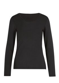 Longsleeve TRIGEMA "TRIGEMA Shirt aus Viskose Langarm", Damen, Gr. L, schwarz, Single Jersey, 94% Viskose, 6% Elastan, Basic, lang, Rundhals, Shirts Longsleeve