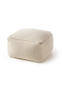 benuta Pure K&auml;sintehty villapouf Rocco Valkoinen 55x55x30 cm Valkoinen Yksiv&auml;rinen
