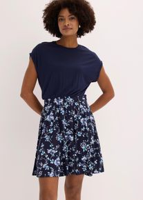 Midikleid bonprix, Damen, Gr. 48/50 (XL), N-Gr, blau (dunkelblau, hellblau gebl&uuml;mt), Obermaterial: 95% Viskose, 5% Elasthan, bequem, Kleider Midikleid, f&uuml;r femininen Look, Jerseykleid, aus Viskose-Mix, bequeme Passform