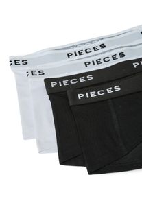 Hipster Pieces "PCLOGO LADY 4 PACK SOLID NOOS BC", Damen, Gr. L, 4 Stk., schwarz-wei&szlig; (schwarz pack:4 pack with blk, blk, wei&szlig;, wei&szlig;), Jersey, Obermaterial: 95% Baumwolle, 5% Elasthan, unifarben mit Farbeinsatz, figurbetont, Unterhosen Hipster, Baumwollmischung