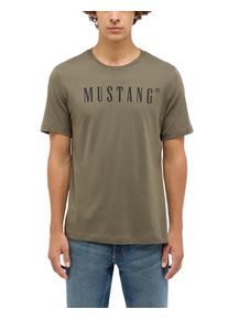 T-Shirt Mustang "Austin", Herren, Gr. XL, gr&uuml;n (sea turtle), Jersey, Obermaterial: 100% Baumwolle, bedruckt, regular fit normal, Rundhals, gerader Abschluss, Shirts T-Shirt, mit Logo Print