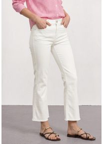 5-Pocket-Jeans Street One "Style Amber", Damen, Gr. 27, L&auml;nge 28, wei&szlig; (sanftes wei&szlig; washed), Denim/Jeans, Obermaterial: 55% Baumwolle, 21% Polyester, 14% Lyocell, 9% Viskose, 1% sonstige Fasern, unifarben, slim fit 3/4-L&auml;nge, Jeans 5-Pocket-Jeans