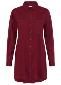 Boysen's Longbluse BOYSEN'S, Damen, Gr. 34, rot (bordeaux), Web, Obermaterial: 100% Viskose, unifarben, figurumspielend h&uuml;ftbedeckend, 1-Knopf-Manschette, Blusen Longbluse, mit tiefen Seitenschlitzen