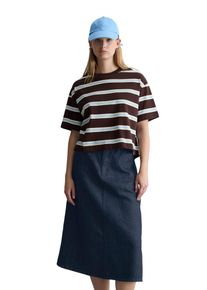 Marc O'Polo T-Shirt MARC O'POLO DENIM, Damen, Gr. S, braun (schwarz braun), Jersey, Obermaterial: 100% Baumwolle, relaxed fit normal, Rundhals, Shirts T-Shirt, relaxed aus Heavy Jersey