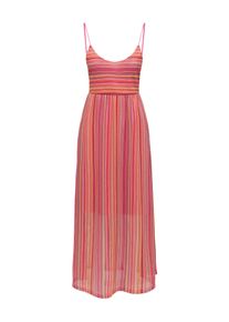 Spaghettikleid Only "ONLSANDY LONG DRESS JRS", Damen, Gr. S, N-Gr, raspberry pattern:mock orange comb (sandy), Jersey, Obermaterial: 98% Polyester, 2% Elasthan, gemustert, regular fit lang, V-Ausschnitt, Kleider Spaghettikleid, Materialmix, regular fit, V-Ausschnitt