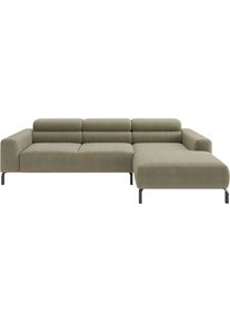 Ecksofa Home Affaire "Ecksofa, L-Form, incl. Kopfteilverstellung, Breite 258 cm", gr&uuml;n (oliv), B:258cm H:71cm T:183cm, 100% Polyester, Sofas, Ecksofa, wahlweise elektrische Sitztiefenverstellung