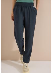 Stoffhose Cecil "Style Chelsea", Damen, Gr. L (42), L&auml;nge 28, blau (palm breeze gr&uuml;n), Web, Obermaterial: 85% Viskose, 15% Polyamid, unifarben, loose fit lang, Hosen Stoffhose, Sommerhose mit elastischem Bund / Viskose