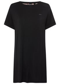 Nachthemd BOSS "ESSENCE", Damen, Gr. S, N-Gr, Kurzarm, Jersey, schwarz (schwarz 001), Jersey, Obermaterial: 95% Viskose, 5% Elasthan, normal ca. Mitte Oberschenkel, Rundhals, Kleider Nachthemd