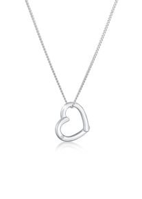 Silberkette Elli DIAMONDS "Halskette Herz Anh&auml;nger mit Diamant (0.02 ct.) 925 Silber" Gr. 45, wei&szlig;, Halsketten, Damen, Silber 925 (Sterlingsilber), Silberkette