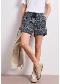 Shorts Street One "Style Emee", Damen, Gr. 40, N-Gr, frozen wave, Web, Obermaterial: 88% Viskose, 12% Polyamid. Futter: 100% Viskose, gemustert, loose fit kurz, Hosen Shorts, Sommershorts mit Zick-Zack-Muster, Topseller