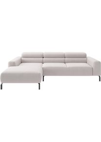 Ecksofa Home Affaire "Ecksofa, L-Form, incl. Kopfteilverstellung, Breite 258 cm", beige (wei&szlig;), B:258cm H:71cm T:183cm, 100% Polyester, Sofas, Ecksofa, wahlweise elektrische Sitztiefenverstellung