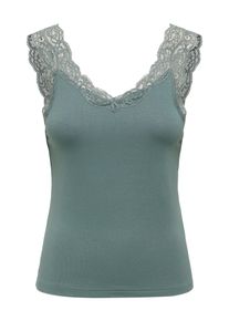 Spitzentop Only "ONLLUNI TANK TOP WITH LACE DETAIL CS JRS", Damen, Gr. M, balsam gr&uuml;n detail:balsam gr&uuml;n lace, Jersey, Obermaterial: 95% Viskose, 5% Elasthan, unifarben, regular fit normal, Rundhals, Tops Spitzentop, Viskosemischung, regular fit