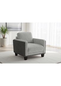 Sit & More Sessel SIT & MORE "Concept", grau (silber), B:89cm H:84cm T:90cm, 100% Polyester, Sessel, Sessel, mit R&uuml;ckenkissen