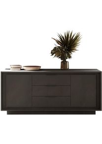 Sideboard Home Affaire "Sky, B/T 180/50 cm, Kommode/Stauraumschrank, 2 T&uuml;ren, 3 Schubk&auml;sten", lava, B:180cm H:80cm T:50cm, Holzwerkstoff, Sideboards, Sideboard, Softclosing, Korpus & Front 22 mm stark, Rahmen-Optik, Metallgriffe