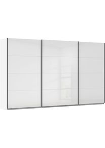 Schwebet&uuml;renschrank OTTO HOME "Kleiderschrank Schrank Garderobe AGORDO mit Dekor- oder Hochglanzfront", wei&szlig; (alpinwei&szlig;, hochglanz wei&szlig;, griffleisten graumetallic), B:360cm H:229cm T:62cm, Holzwerkstoff, Schr&auml;nke, Schwebet&uuml;renschrank, in 4 Breiten und 2 H&ouml;hen MADE IN GERMANY