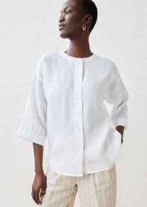 Shirtbluse bonprix, Damen, Gr. 54, wei&szlig;, Obermaterial: 100% Leinen, oversize, Blusen Shirtbluse, Oversize-Passform, aus Leinen, strukturierte Oberfl&auml;che, 3/4-&Auml;rmel