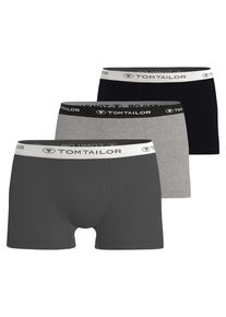 Boxershorts Tom Tailor "Buffer", Herren, Gr. M, Single Jersey, schwarz (anthra, melange, schwarz), Single Jersey, Obermaterial: 95% Baumwolle, 5% Elasthan, unifarben, bequem, Unterhosen Boxershorts, weich, bequem, basic, eng, Logobund, Baumwollmix
