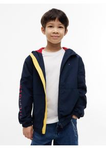 Windbreaker Tommy Hilfiger, Jungen, Gr. 3 (98), blau (schwarz night navy), Web, Obermaterial: 100% Nylon, unifarben, regular fit normal, Rundhals, eingesetzt elastischer Bund, Jacken Windbreaker, Kinder bis 16 Jahre, Druck